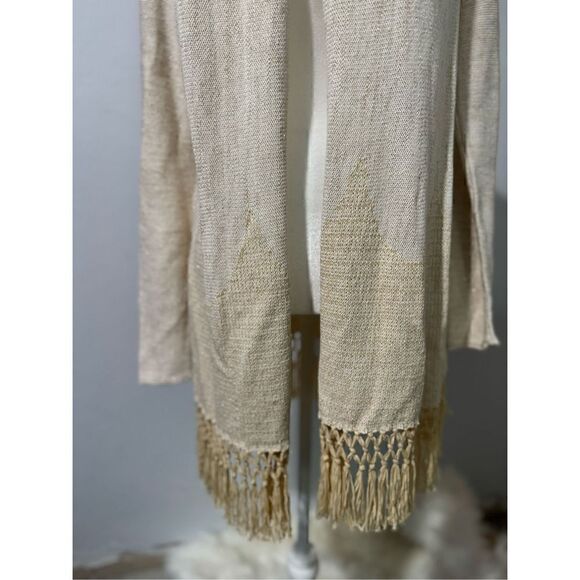 Lilly Pulitzer Tatum gold metallic cardigan long fringe hem S - Picture 3 of 12